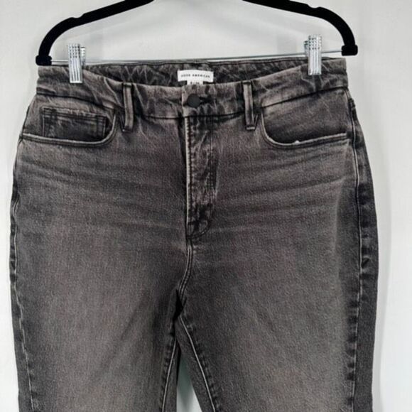 Good American Womens Curve Twist Slit Hem Straight Jeans Charcoal Gray Size 8/29 - Picture 3 of 13